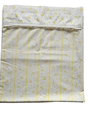 JCPenney Fashion Manor Vintage Double Flat Sheet Yellow Flower Lace MCM